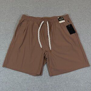 Hurley Men’s Exist Command Active Shorts Roadside Brown Size L Training Gym NWT